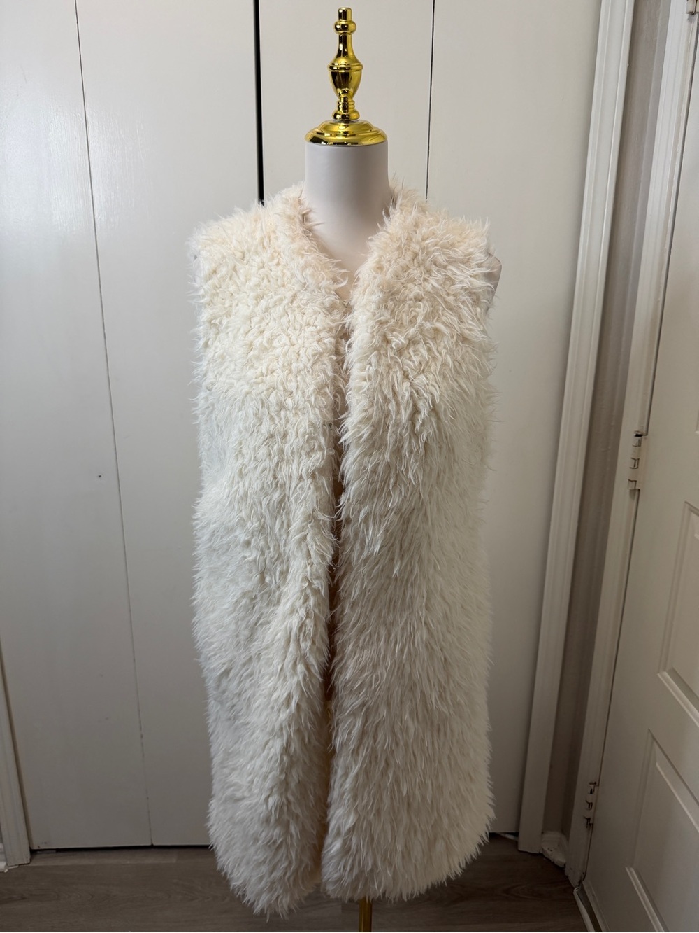 Ivory Faux Fur Long Vest